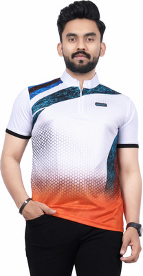 dhaari by unique creation Printed Men Polo Neck White T-Shirt