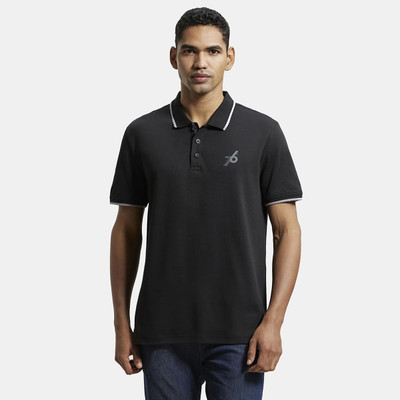 JOCKEY Solid Men Polo Neck Black T-Shirt