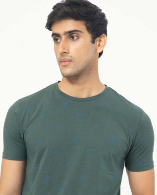 RARE RABBIT Solid Men Round Neck Green T-Shirt