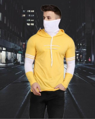 HIGHRISETSHIRT Colorblock Men Hooded Neck Yellow T-Shirt