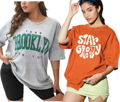 DIAZ Printed Women Round Neck Multicolor T-Shirt