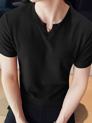 EyeBogler Solid Men Polo Neck Black T-Shirt