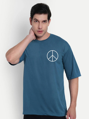 Benny Brooks Graphic Print Men Round Neck Blue T-Shirt