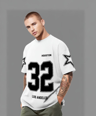 Jump Cuts Typography Men Round Neck White T-Shirt