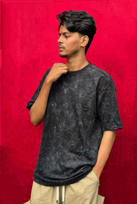 THE GENT CODEE Washed Men Crew Neck Black T-Shirt