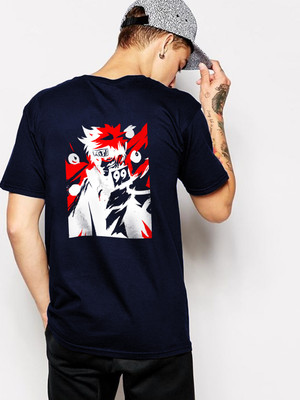 Broon Printed, Typography Men Round Neck Dark Blue T-Shirt