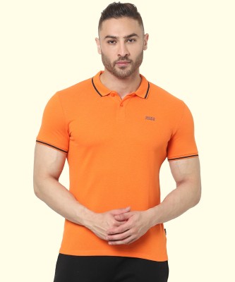 JACK & JONES Solid Men Polo Neck Orange T-Shirt