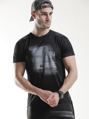 WROGN Solid Men Round Neck Black T-Shirt