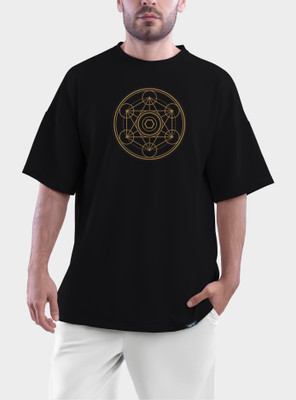 Hippie Shippie Graphic Print Men Round Neck Black T-Shirt