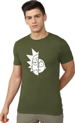 OrrganicChics Printed Men Round Neck Green T-Shirt
