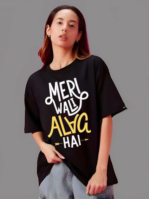Moda Rapido Graphic Print Women Round Neck Black T-Shirt