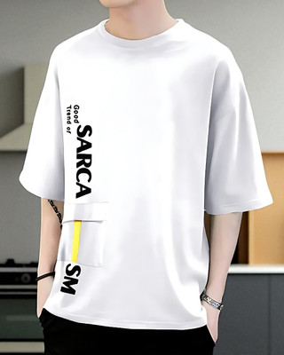 FAOES Typography Men Round Neck White T-Shirt
