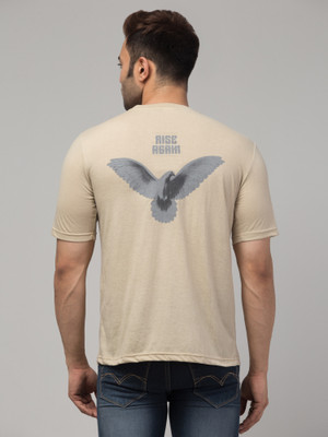 Clothy Trend Printed Men Round Neck Pink T-Shirt