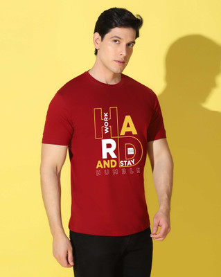 WOOSTRO Graphic Print Men Round Neck Maroon T-Shirt