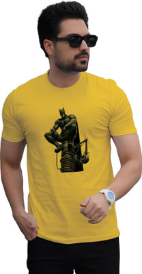 Binayak Printed Men Round Neck Yellow T-Shirt
