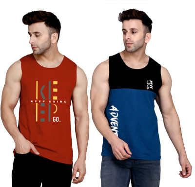 SLOWLORIS Printed Men Round Neck Maroon, Black, Dark Blue T-Shirt