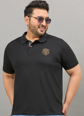Austivo Solid Men Polo Neck Black T-Shirt