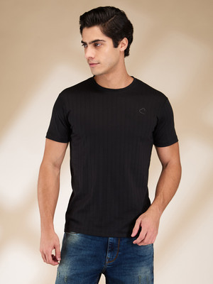 BEING HUMAN Self Design Men Round Neck Black T-Shirt