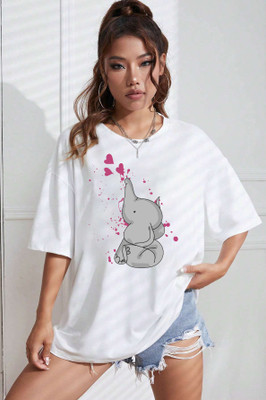 Absolute Defense Graphic Print Women Round Neck White T-Shirt