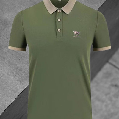 Lebridog Fashion Solid, Printed Men Polo Neck Green T-Shirt