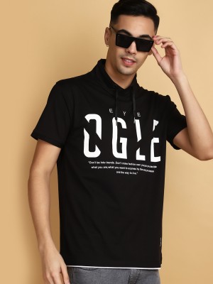 V-MART Typography Men Round Neck Black T-Shirt