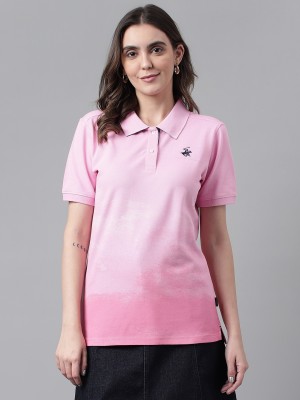 Beverly Hills Polo Club Tie & Dye Women Polo Neck Pink T-Shirt