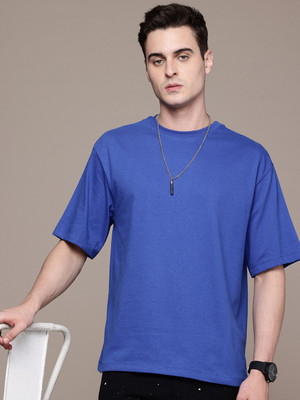 METRONAUT Solid Men Round Neck Blue T-Shirt