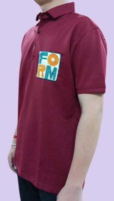 Joshua jenny Self Design, Graphic Print Men Polo Neck Maroon T-Shirt
