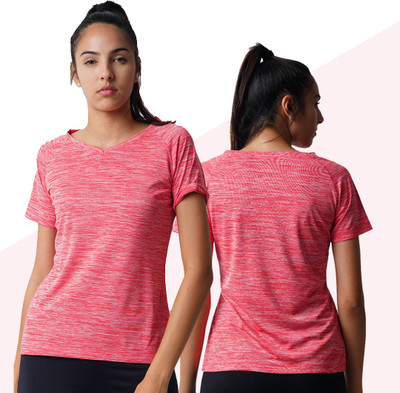 Pranera Printed Women V Neck Blue T-Shirt
