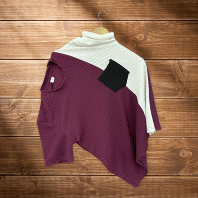 AKSHILU Self Design Men Boat Neck Purple T-Shirt