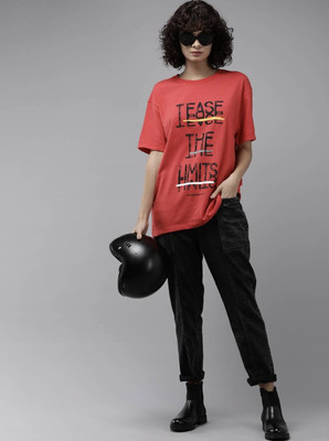 Roadster Printed Men Round Neck Red T-Shirt