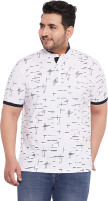 Wild West Printed Men Mandarin Collar White T-Shirt