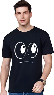 Tribal Slang Graphic Print Men Round Neck Black T-Shirt