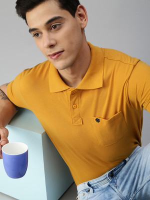 ONN Solid Men Polo Neck Yellow T-Shirt