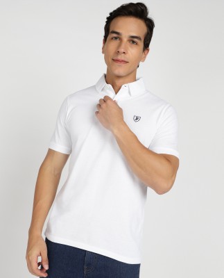 PROVOGUE Solid Men Polo Neck White T-Shirt