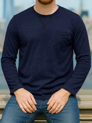 EyeBogler Striped Men Round Neck Dark Blue T-Shirt
