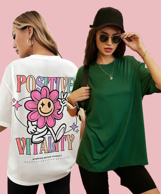 Christy World Printed Women Round Neck Multicolor T-Shirt