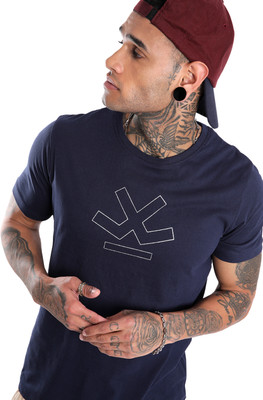 WROGN Solid Men Crew Neck Blue T-Shirt