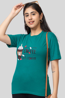 HouseOfCommon Graphic Print Women Round Neck Green T-Shirt