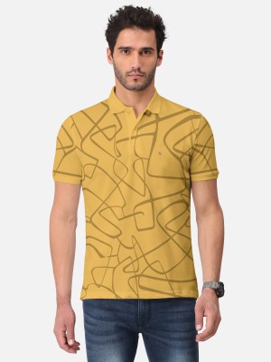 Bullmer Graphic Print Men Polo Neck Yellow T-Shirt