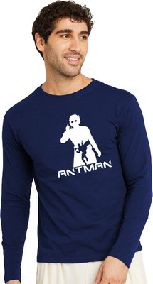 RULEDBYSUN Printed Men Round Neck Navy Blue T-Shirt