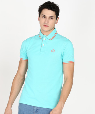 PROVOGUE Solid Men Polo Neck Light Blue T-Shirt