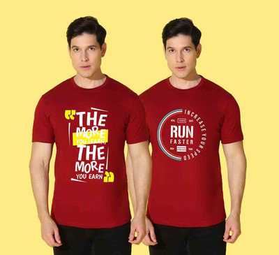 WOOSTRO Printed Men Round Neck Multicolor T-Shirt