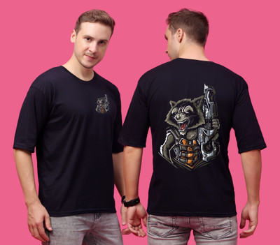 SWIFTLY Graphic Print Men Round Neck Navy Blue T-Shirt
