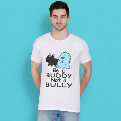 FARICON Solid Men Round Neck White T-Shirt