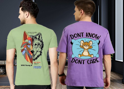 Parona Printed Men Round Neck Green, Purple T-Shirt