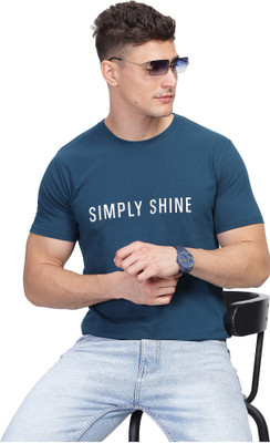 Collection Icon Typography Men Round Neck Dark Blue T-Shirt