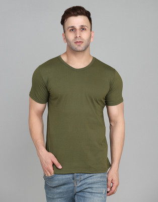 SWIFTLY Solid Men V Neck Light Green T-Shirt