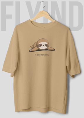 HouseOfCommon Graphic Print Men Round Neck Beige T-Shirt