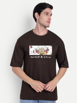 Benny Brooks Printed Men Round Neck Brown T-Shirt